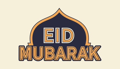 A clean and bold typographic logo design featuring the text "EID MUBARAK" in a stylized, modern font