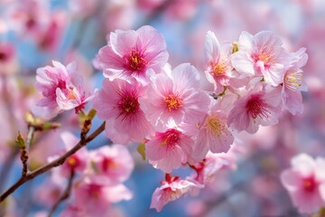 Obraz premium Blooming Sakura Tree: A Captivating Spring Flora Scene from Japan in Full Blossom