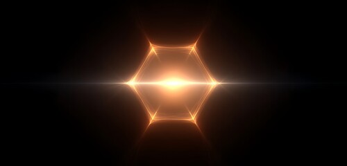 Glowing polygon fractal star shape softly radiant over dark background
