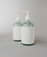 Two Glass Soap Bottle Maockup