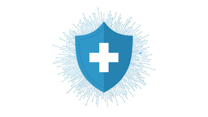Fototapeta premium Cybersecurity shield represents digital health solutions and secure technology, protecting data with advanced encryption and innovative design