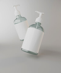 Glass Soap Bottle levitation Mockup