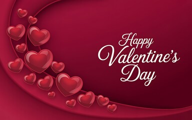 Elegant red hearts background for happy valentines day celebration