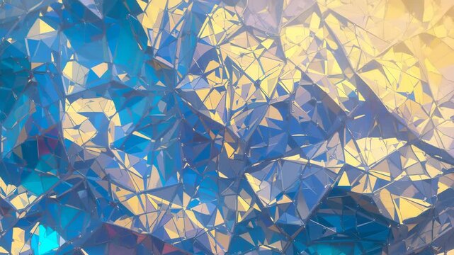 Abstract blue and yellow textured pattern background of frozen ice and crystal frost on glass surface