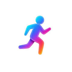 A vibrant, stylized illustration of a person in motion, depicting running with a gradient color scheme.