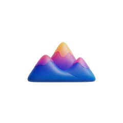 A vibrant and colorful 3D rendering of a mountain range, showcasing a gradient of hues.