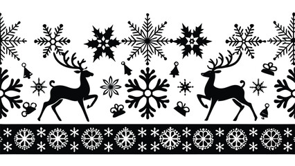 White background adorned with a Christmas reindeer pattern, highlighting joyful reindeer in a seasonal, decorative style.eps