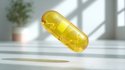 National Folic Acid Awareness Week: 3D render of a folic acid supplement bottle floating in minimalistic bright space, soft shadows, photorealistic materials