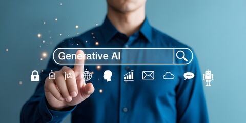 Generative AI Search Interface with Icons Automation Data and Smart Technology Concept