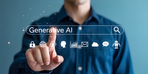 Generative AI Search Interface with Icons Automation Data and Smart Technology Concept