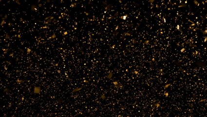 falling gold beautiful confetti on dark background,