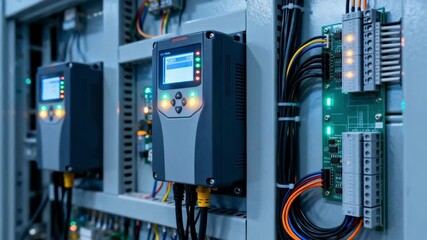 Medium shot capturing a commercial fault detection system analyzing electrical panels showcasing industrial automation for efficient fault identification.