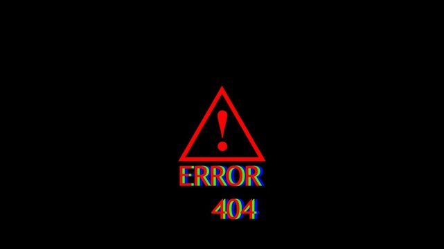Bold Error 404 text glitch distressed digital style. broken digital effect. 4k resolution with solid background 