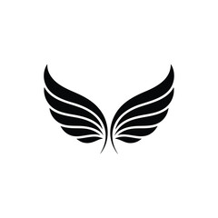 Elegant Winged Logo in Black Vector Illustration