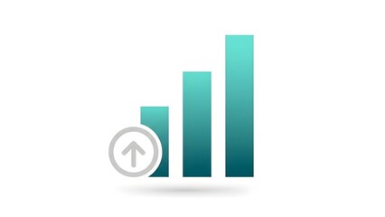 Rising bar chart with upward arrow symbolizing growth and success