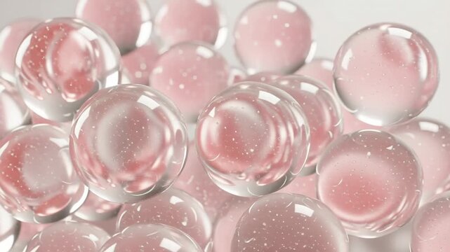Macro Closeup View of Pink and Clear Hydrogel Water Beads.