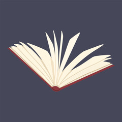 Opened book with visible white pages. Vector hand drawn illustration for stationery, stickers, reading designs and book-themed decor