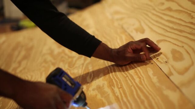 Man builds a skateboard half pipe 