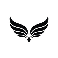 Modern Winged Logo with Diamond Shape in Black Vector Design