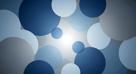 Abstract dark blue and gray geometric background with overlapping circles and glowing center light