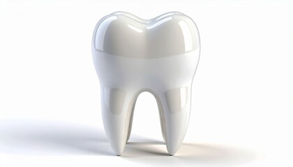 "Realistic 3D molar tooth model with anatomical detail on light gray gradient background."