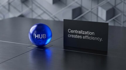 Blue hub sphere and efficiency message display