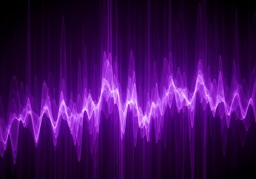 Abstract Purple Glowing Waveform Background Representing Sound, Music, or Digital Data Visualization