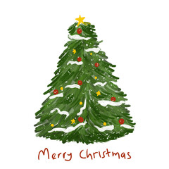 Fototapeta premium Christmas oil pastel illustration card
