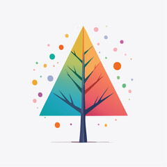 Tree icon. Colorful triangle tree. Bare tree silhouette. Gradient rainbow tree. Vector illustration. Tree symbol. Nature icon. White background. Eco symbol.