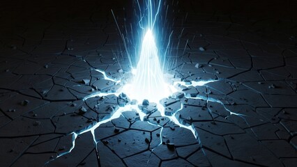 Cracked surface emits glowing electric sparks and fragments