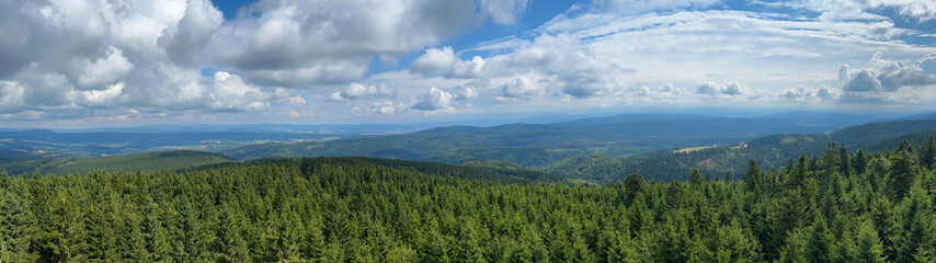 View of the area from the observation tower on Orlica in the Orlickie Mountains