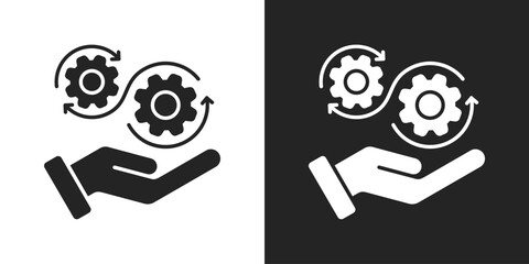 Change Management Icon In Black And White Glyph Style
