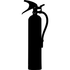 Silhouette of a fire extinguisher with handle and trigger shown on transparent background