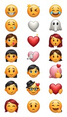 Naklejka premium Emojis icons collection of various expressions and emotions for social media apps use