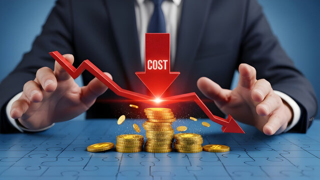 Cost Reduction Concept a Businessmans Approach to Lowering Expenses