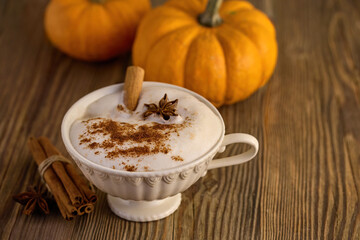 Pumpkin Spice Latte. A cozy autumn latte with cinnamon, star anise, and pumpkins