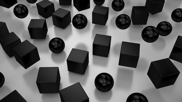 Background of Geometric Shapes. Abstract motion, loop, two color, 3d rendering, 4k resolution
