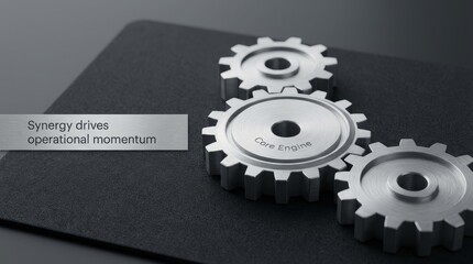 Interlocking metal gears representing a core engine mechanism