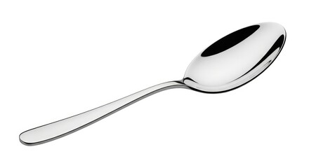 Elegant silver spoon glistening in bright light against a clean white backdrop creates a sophisticated, modern culinary aesthetic for your design project