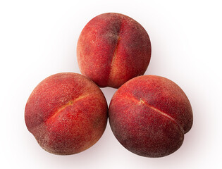 Three ripe peach fruit