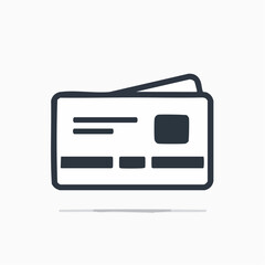 Obraz premium Credit card icon. Payment card symbol. Bank card illustration. Simple card design. Vector icon on white background. Black and white color scheme. Flat style. Financial icon.