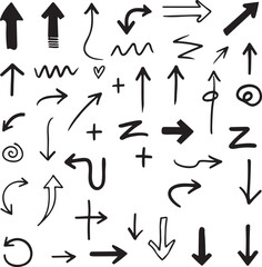 Doodle Arrow Set, Freeform Doodle Arrow Set, Artistic Sketch Icon