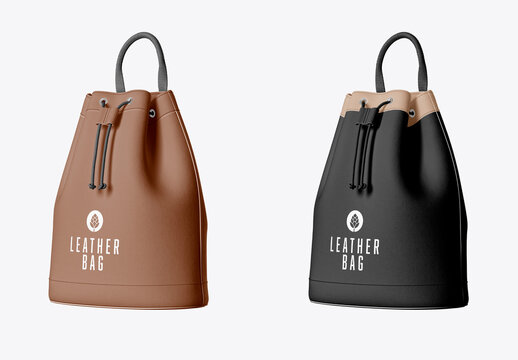 Drawstring Leather Bag Mockup