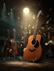 Fototapeta premium Enchanting Acoustic Guitar: Musical Harmony in the Spotlight