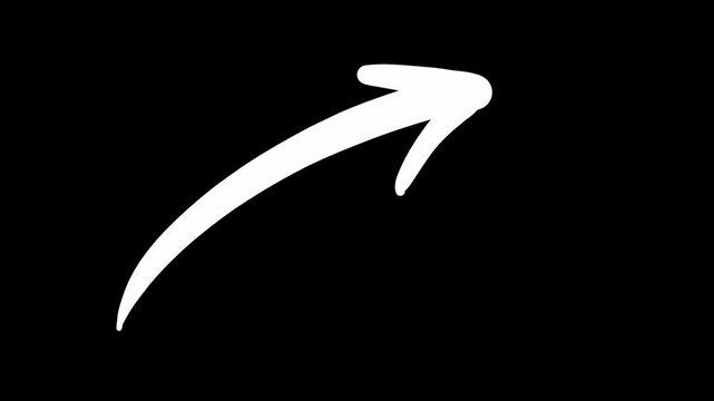 Animated white arrow sketch in transparent background 4K