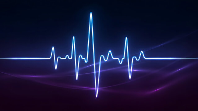 Abstract glowing blue ECG waveform background symbolizing digital health, technology, and energy pulse.