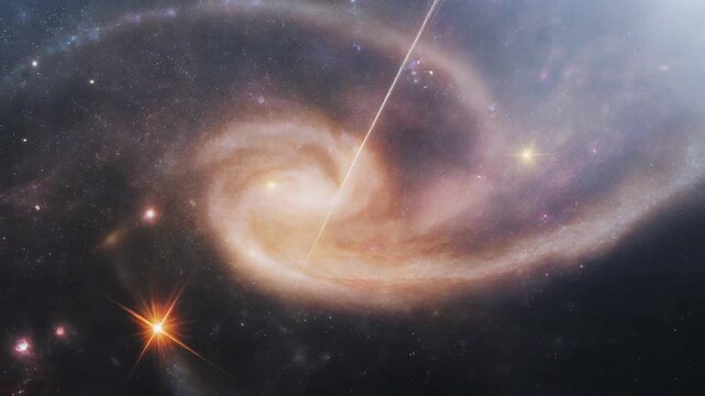 Cosmic Dance A Stunning Galaxy Collision Unveiled in Deep Space.