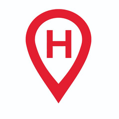 Obraz premium Hospital Location Pin Icon, map pointer icons