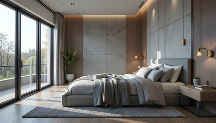 interior of hotel room with a bed