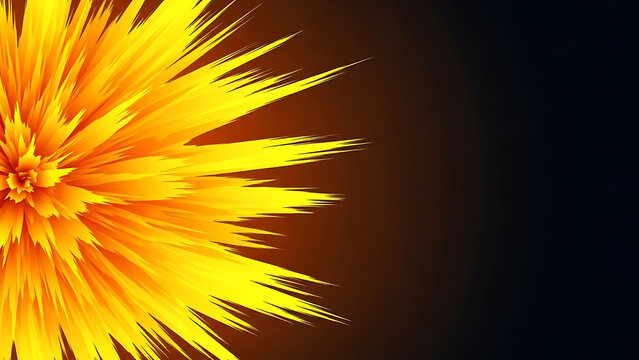 Vibrant Abstract Explosion Background with Golden Yellow Spikes and Dark Copy Space Design Template - Powered by Adobe